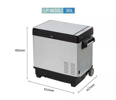 車用の冷蔵庫の冷蔵庫を車輪で動かす