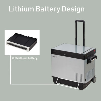 車用の冷蔵庫の冷蔵庫を車輪で動かす