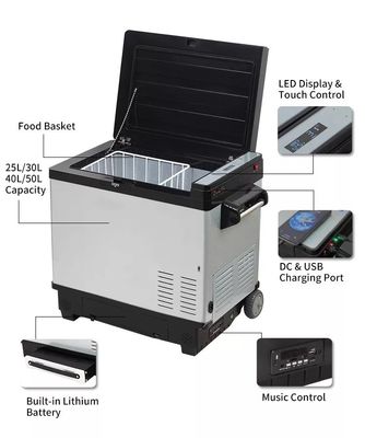 車用 30L 携帯太陽光冷蔵庫 冷蔵庫 双ドア LFP バッテリー